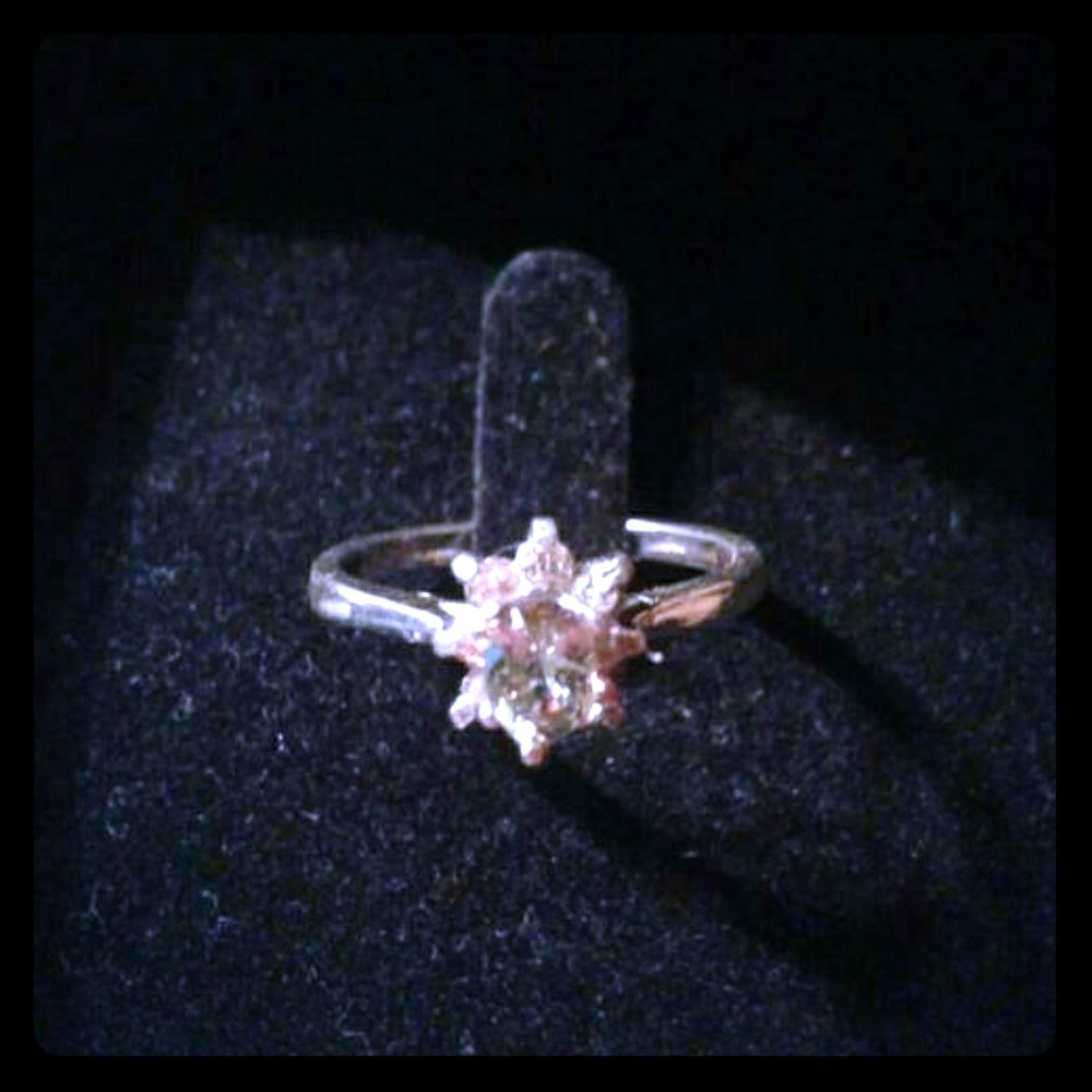 Natural Demantoid Garnet White Sapphire accented Engagement Ring